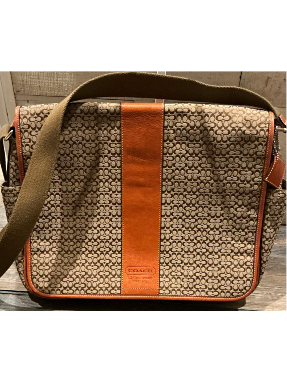 Vintage Coach F77004 Transatlantic Signature Messenger Laptop Diaper Bag Y2K
